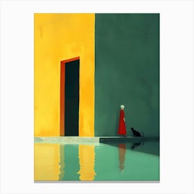 Woman And A Cat Canvas Print