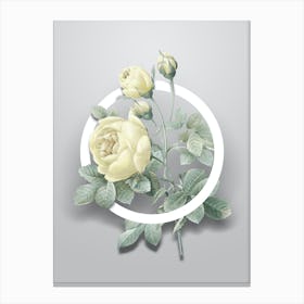 Vintage Yellow Rose Minimalist Botanical Geometric Circle on Soft Gray Canvas Print