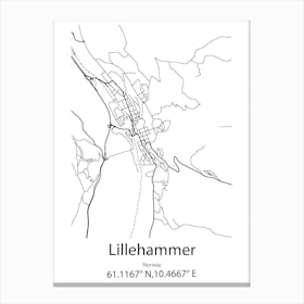 Lillehammer,Norway Minimalist Map Canvas Print