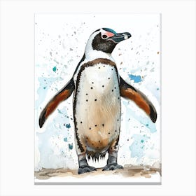 Humboldt Penguin Laurie Island Watercolour Painting 4 Canvas Print