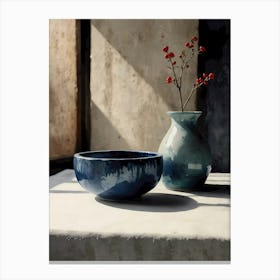 Blue Bowl And Vase Canvas Print