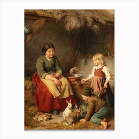 Family In A Hut Canvas Print