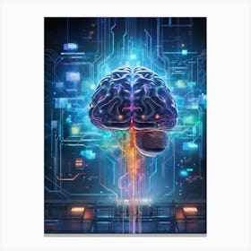 Abstract Digital Painting Of A Human Brain Neural Connections Resembling An Elaborate Circuit Its (3) Canvas Print