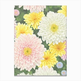 Chrysanthemums Pastel Floral 2 Flower Canvas Print