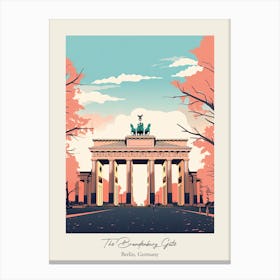 The Brandenburg Gate   Berlin, Germany   Cute Botanical Illustration Travel 2 Poster Canvas Print