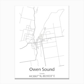 Owen Sound,Canada Minimalist Map Canvas Print