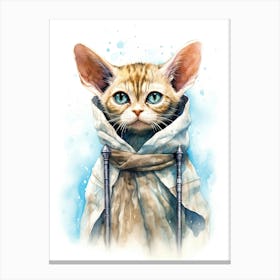 Devon Rex Cat As A Jedi 4 Canvas Print