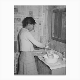 Wife Of Pomp Hall, Tenant Farmer, Making Biscuits For Breakfast, Creek County, Oklahoma, See General Captio Canvas Print