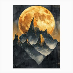 Full Moon Over Mountains Canvas Print