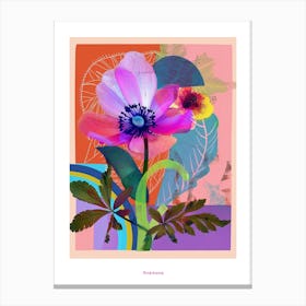 Anemone 3 Neon Flower Collage Poster Canvas Print