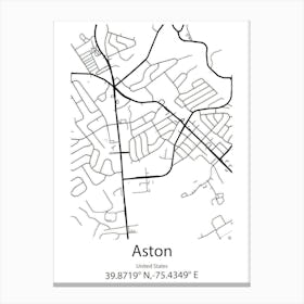 Aston,United States Minimalist Map 1 Canvas Print