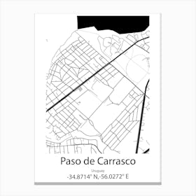 Paso De Carrasco,Uruguay Minimalist Map Canvas Print