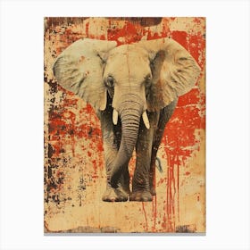 Retro Kitsch Elephant Collage 1 Canvas Print