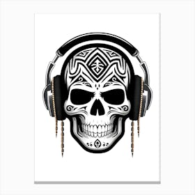 Skull With Headphones Canvas Print