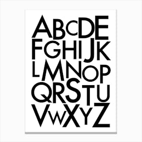 Alphabet Lettering Black and White Canvas Print