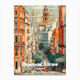 Buenos Aires Argentina Lapacho Trees Vintage Style Digital Travel Illustration Canvas Print