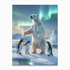 Polar Bear And Penguins Dreams of the Frozen Edge Canvas Print