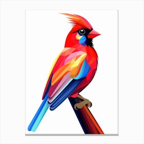 Colourful Geometric Bird Cardinal 1 Canvas Print