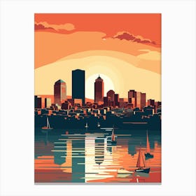 Boston Skyline At Sunset Canvas Print