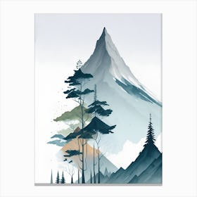 Mountain And Forest In Minimalist Watercolor Vertical Composition 12 Canvas Print
