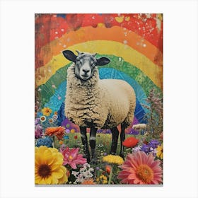 Kitsch Rainbow Sheep Collage 5 Canvas Print