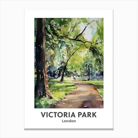 Victoria Park, London 3 Watercolour Travel Poster Canvas Print