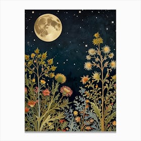 Moon And Flower 4 Style William Morris Canvas Print