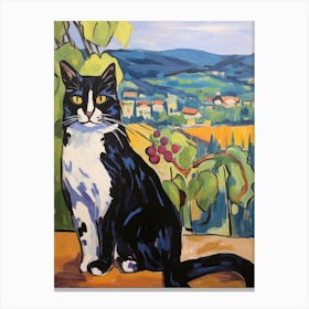 Painting Of A Cat In Montalcino Italy 4 Canvas Print