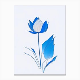 Blue Lotus Minimal Line Drawing 5 Canvas Print