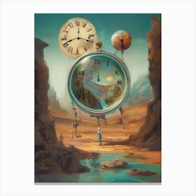 Clock In The Desert 5 Canvas Print