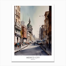 Mexico City 4 Watercolour Travel Poster Canvas Print