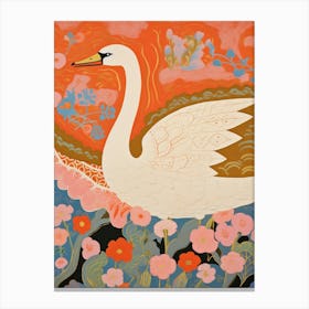 Maximalist Bird Painting Swan 1 Canvas Print