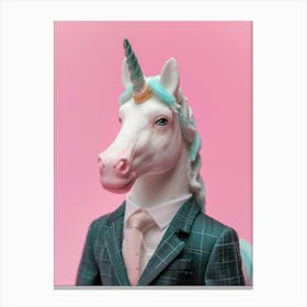 Toy Unicorn In A Suit & Tie 2 Canvas Print