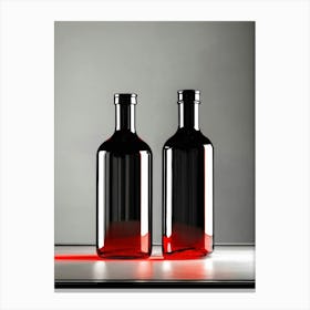 Two Bottles With Red Light Canvas Print