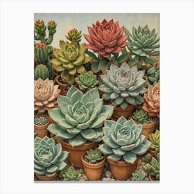 Succulents In Pots no2 Canvas Print