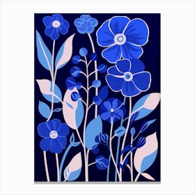 Blue Flower Illustration Flax Flower 4 Canvas Print