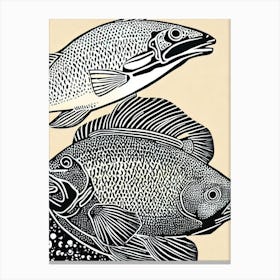 Grouper Linocut Canvas Print