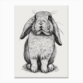 English Lop Blockprint Rabbit Illustration 2 Canvas Print
