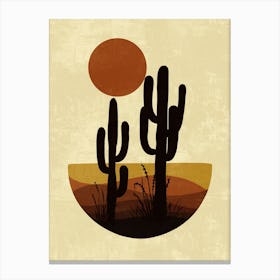 Cactus And Sunset Canvas Print