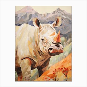 Portrait Of Rhino Patchwork Canvas Print