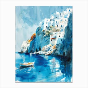 Watercolour Of Greece Canvas Print