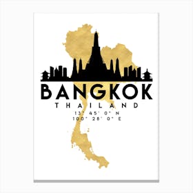 Bangkok Thailand Silhouette City Skyline Map Canvas Print