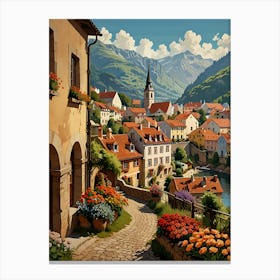 Village In Switzerland Canvas Print