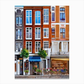 The city of Amsterdam, Netherlands,streets, cafes, passing by, the beauty of summer, oil colors.25 Canvas Print