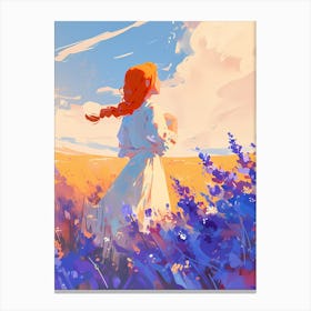 A Girl In Lavender Fields Canvas Print