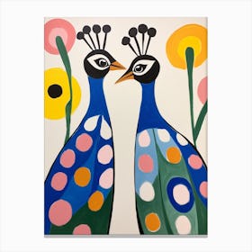 Colourful Kids Animal Art Peacock 1 Canvas Print