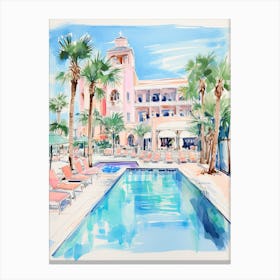 The Ritz Carlton Bacara, Santa Barbara   Santa Barbara, California   Resort Storybook Illustration 2 Canvas Print