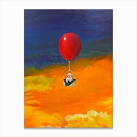 Pup, Up And Away Dog In A Hot Air Balloon Canvas Print