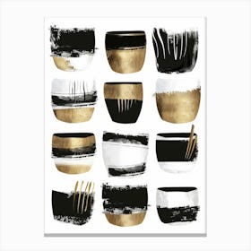 Black And Gold Bowls 1 Canvas Print