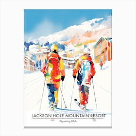 Jackson Hole Mountain Resort   Wyoming Usa, Ski Resort Poster Illustration 0 Canvas Print